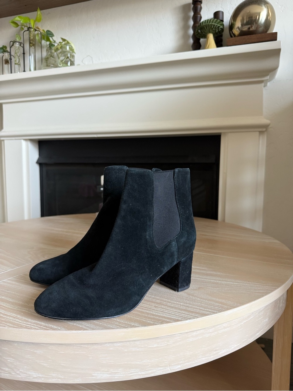 J. Crew|Black Suede leather Block Heel Chelsea Booties,slip on style•Fall staple
